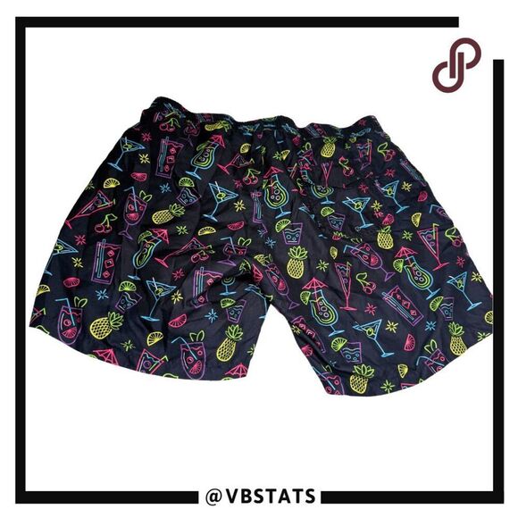 Tipsy Elves Men's Neon Nightcap Drawstring Stretch Swim Trunks Multicolor 2XL - Picture 2 of 8